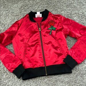 Big bud press XS red rose bomber jacket women’s zippered